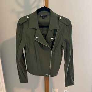 INC Olive Green Moto Jacket - Women's